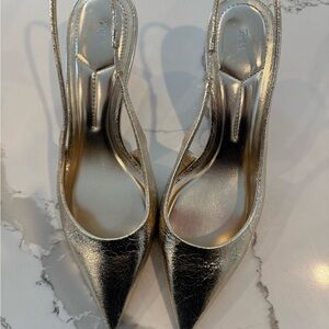 Zara Shimmering Gold Slingback Heels